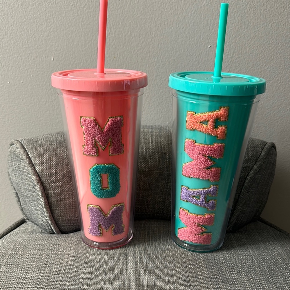 Colorful MOM and MAMA Tumblers with Straws (SOLD SEPARATELY)